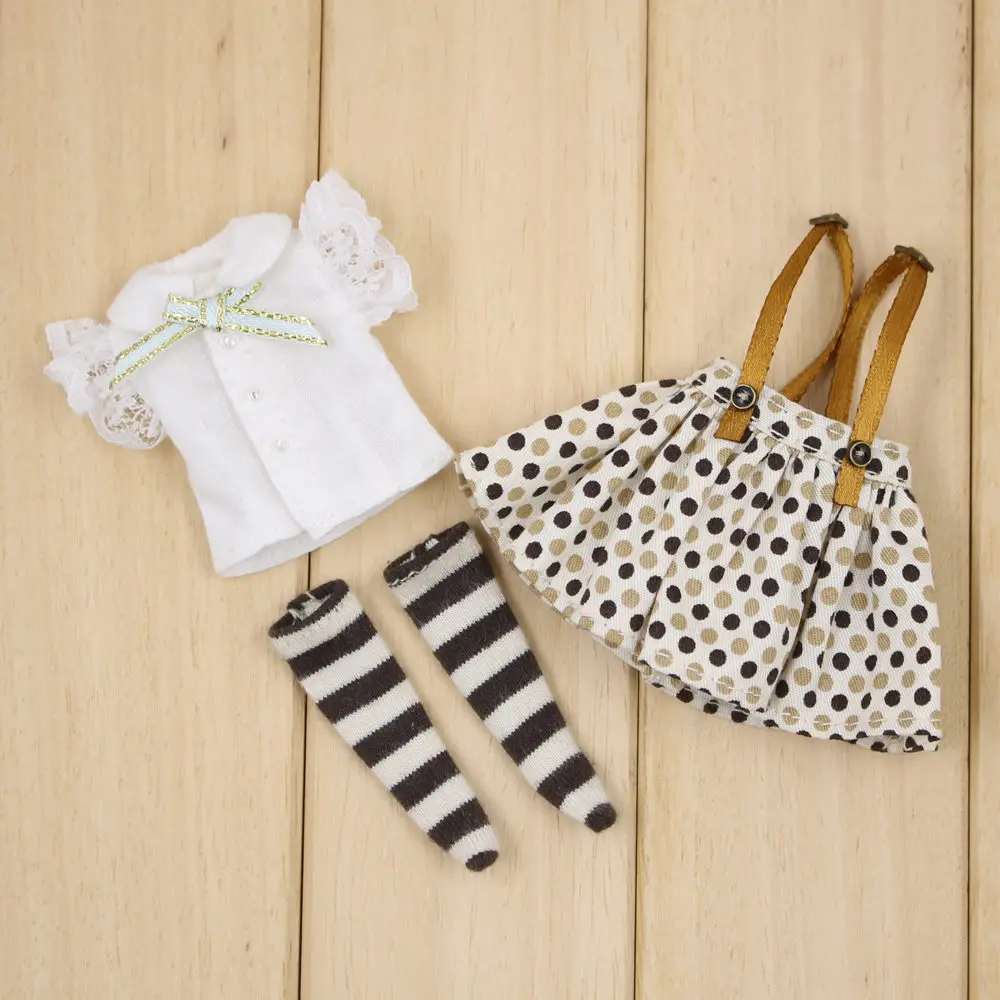 Outfits for Middie Blyth doll Lace sleeve shirt with Spot strap skirt suit for 20cm 1/8 BJD
Outfits for Middie Blyth doll Lace sleeve shirt with Spot strap skirt suit for 20cm 1/8 BJD