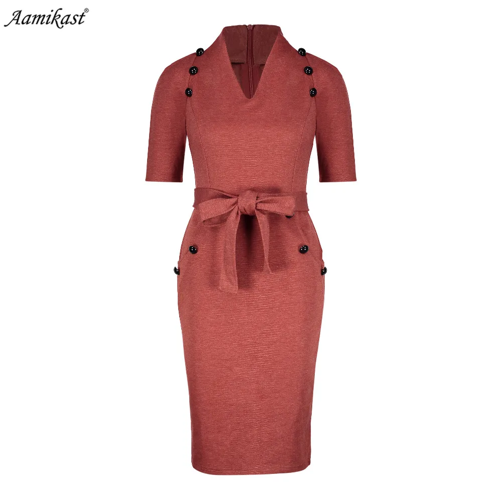Amikast 2019 Women Dress Elegant Vintage Pinup Retro Rockabilly Button Contrast Belted Slim Business Party Bodycon Pencil Dress
Amikast 2019 Women Dress Elegant Vintage Pinup Retro Rockabilly Button Contrast Belted Slim Business Party Bodycon Pencil Dress