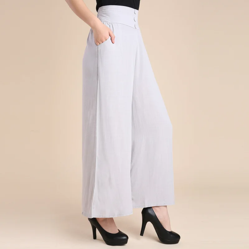 Summer Womens Wide Leg Pants Female Spring Casual Cotton Linen Ankle-Length Pants Elastic Waist Plus Size Pants /Trousers /capr
Summer Womens Wide Leg Pants Female Spring Casual Cotton Linen Ankle-Length Pants Elastic Waist Plus Size Pants /Trousers /capr