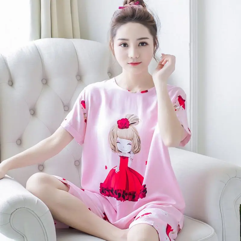 Fashion Summer Cute Girl Thin Pajamas Women Lovely Women Short Sleepwear Suit Female Home Sleepwear Set
Fashion Summer Cute Girl Thin Pajamas Women Lovely Women Short Sleepwear Suit Female Home Sleepwear Set