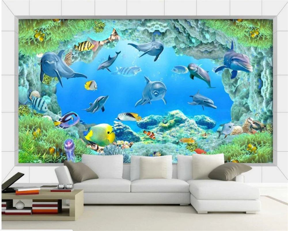 

Beibehang пользовательские большие 3D Мультяшные фото обои подводный мир 3D гостиная ТВ фон Настенные обои для стен 3 d
