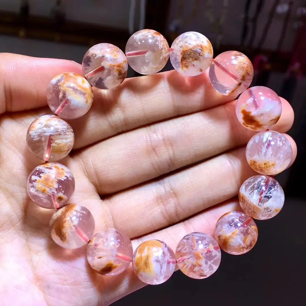 14mm Natural Orange White Sericite Snow Phantom Quartz Bracelet Crystal Round Bead Stretch Bracelet Fashion Jewelry AAAAA
14mm Natural Orange White Sericite Snow Phantom Quartz Bracelet Crystal Round Bead Stretch Bracelet Fashion Jewelry AAAAA