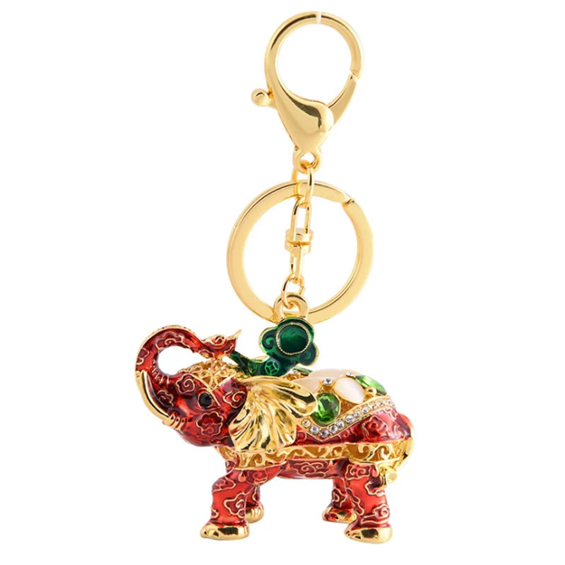 Эмалированный металлический брелок для ключей Lucky Elephant женский на кошелек сумка