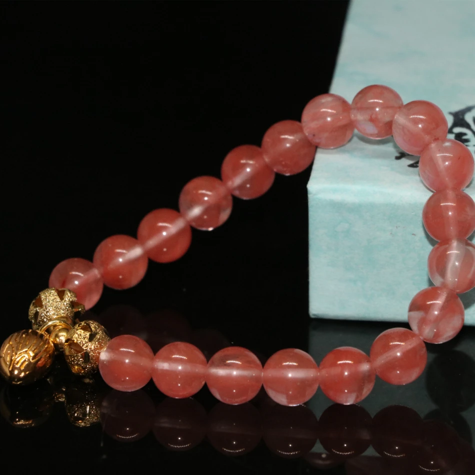 Оптовая цена браслеты из розового арбуза с кристаллами Женские Круглые бусины 8