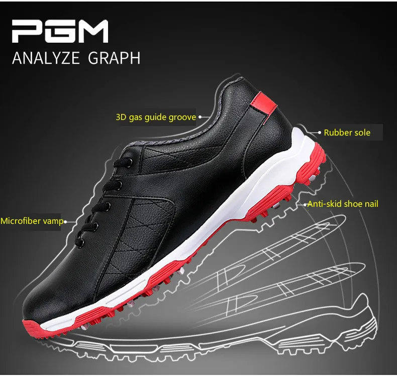 Мужские Нескользящие кроссовки для гольфа PGM черные дышащие Сникерсы супер