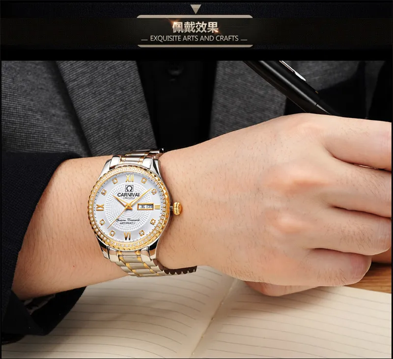 Carnival Business Men's Watches Waterproof Date Mechanical Watch Sapphire Glass 361 Stainless Steel Strap Luxury Brand Men Clock
Carnival Business Men's Watches Waterproof Date Mechanical Watch Sapphire Glass 361 Stainless Steel Strap Luxury Brand Men Clock