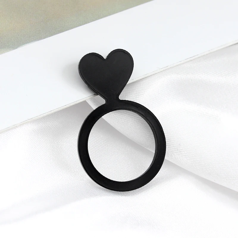 Черное акриловое кольцо в форме сердца парные Романтические кольца ювелирные