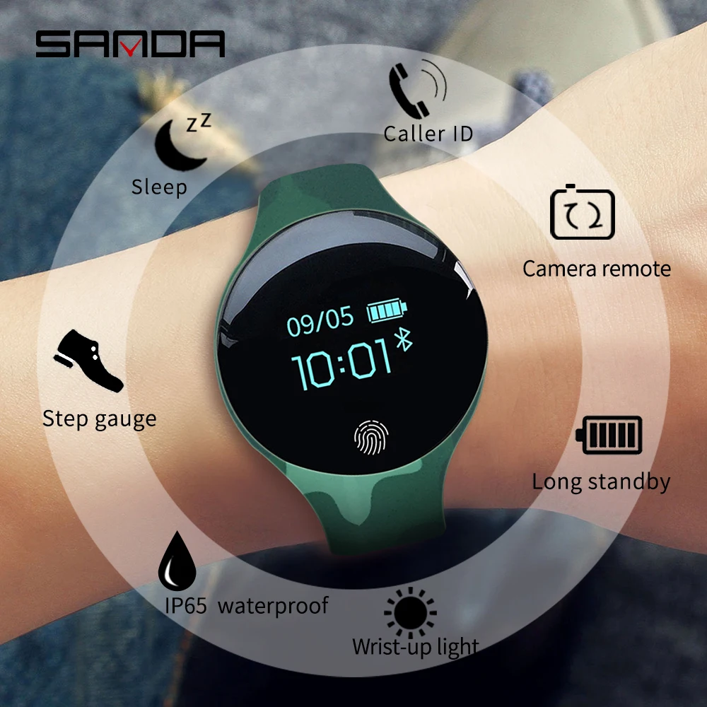 Модные спортивные умные часы SANDA с Bluetooth для мужчин и женщин фитнеса из мягкого