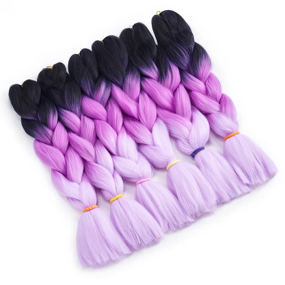 Traininghead Synthetic Braiding Hair Salon Crochet Jumbo Braids Extension for Pink Blue Purple 24 / 81 Inch 100/160g |