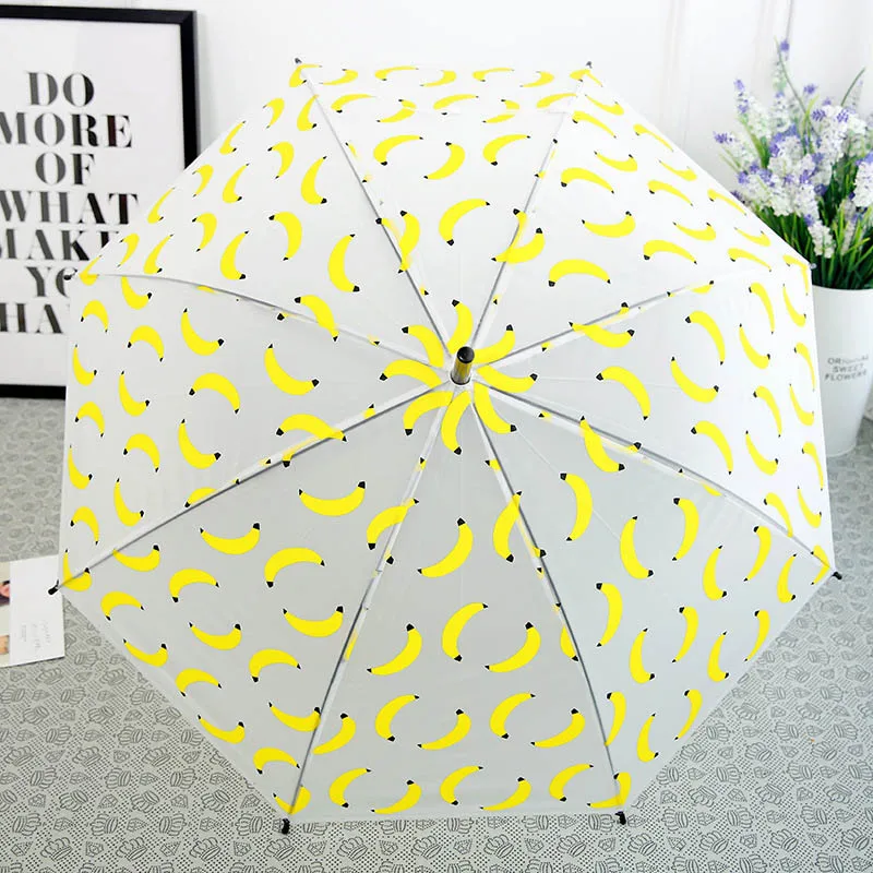 

YADA New Design Fruit Lemon Watermelon Banana Pineapple Pattern Folding Rainy Transparent Umbrella For Women Girl Umbrella YD035