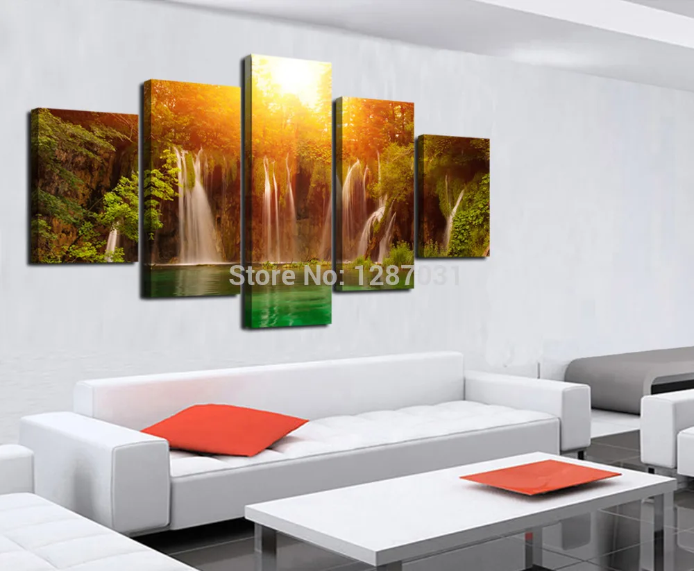 5 Panel/Set Abstract Canvas Art Waterfall with Yellow Sun Scenery Landscape Wall Picture Print Painting For Living Room Unframed
5 Panel/Set Abstract Canvas Art Waterfall with Yellow Sun Scenery Landscape Wall Picture Print Painting For Living Room Unframed