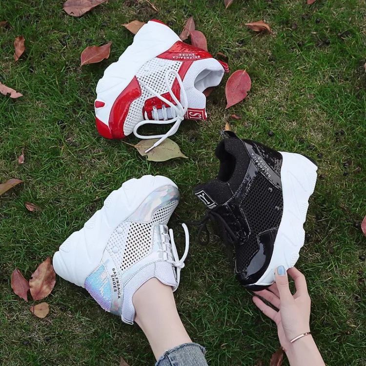 2019 New Women Platform Casual Shoes Mesh Breathable Wedge Heels Shoes 10CM Autumn Thick Sole Sneakers Woman Deportivas Mujer
2019 New Women Platform Casual Shoes Mesh Breathable Wedge Heels Shoes 10CM Autumn Thick Sole Sneakers Woman Deportivas Mujer