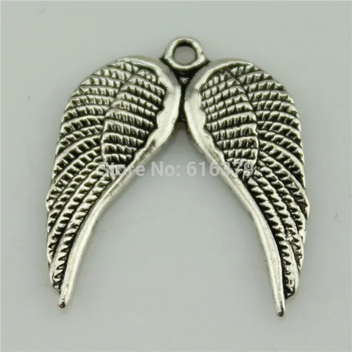 

Free Shipping 30Pcs Antique Silver Angel Wing Charms Pendants for Jewelry Making charm Handmade DIY 21*19mm