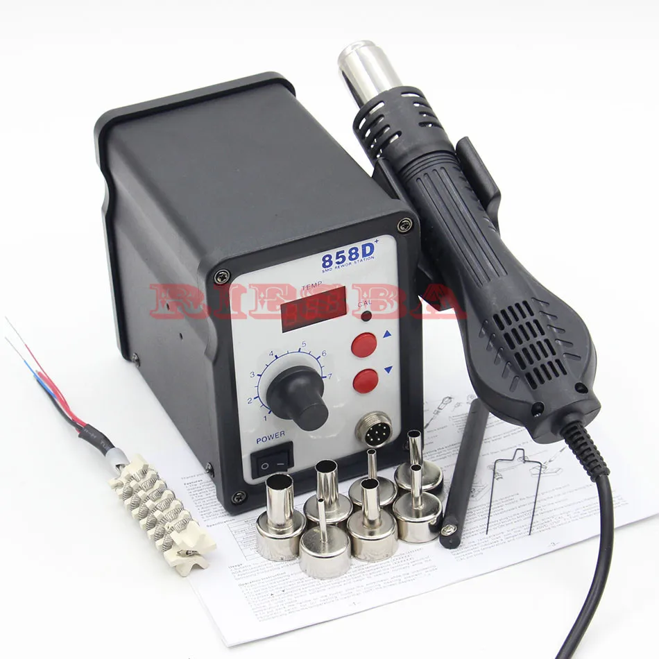 Hot Air Gun 700W LEIGONG 858D+ ESD Soldering Station Digital Desoldering Station + 7 Air nozzles + Heating core
Hot Air Gun 700W LEIGONG 858D+ ESD Soldering Station Digital Desoldering Station + 7 Air nozzles + Heating core