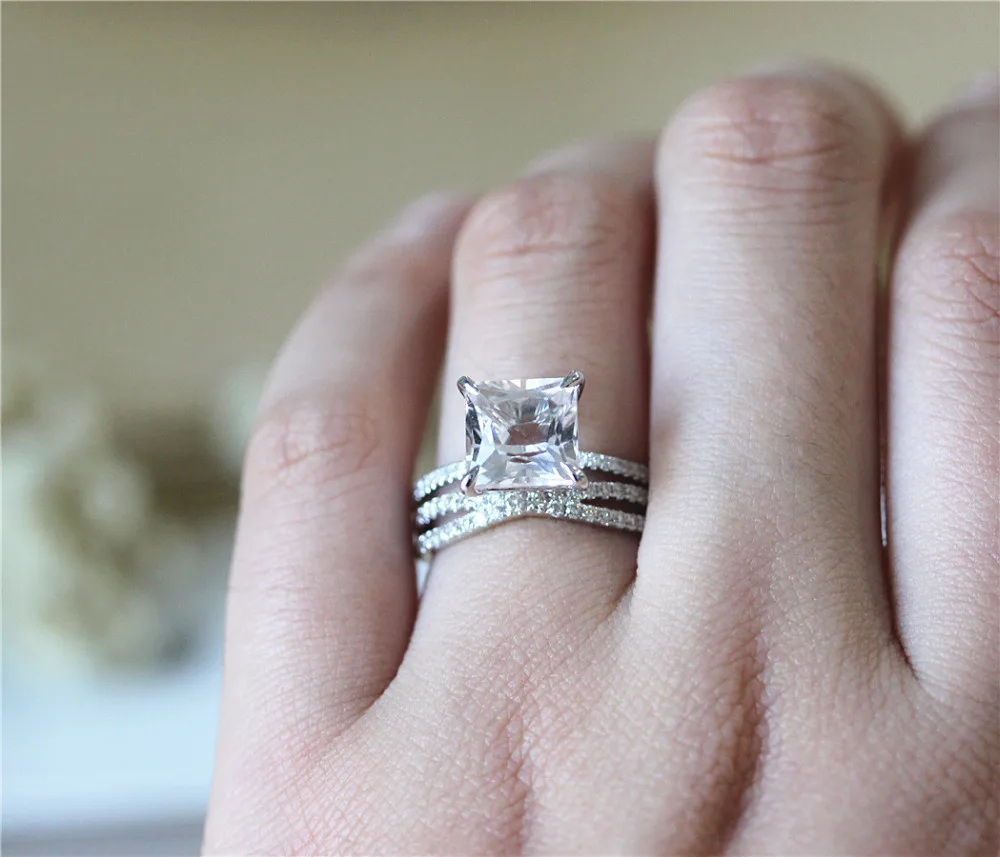DUPUY VS 8mm Princess Cut Morganite Ring Set&Shiny Half Eternity Diamond Wedding Ring Set Solid 14K White Gold Bridal Ring Sets
DUPUY VS 8mm Princess Cut Morganite Ring Set&Shiny Half Eternity Diamond Wedding Ring Set Solid 14K White Gold Bridal Ring Sets