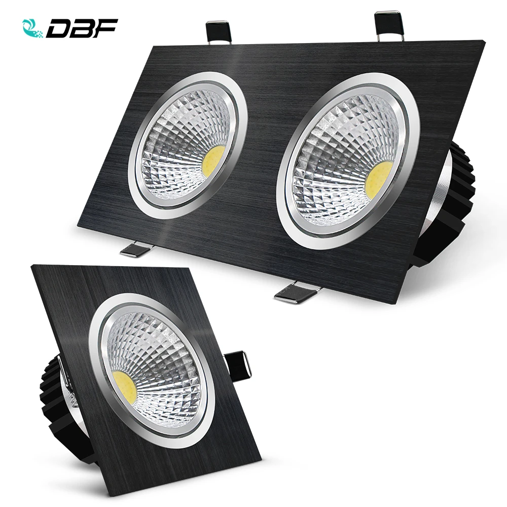 

[DBF]Black Square Recessed LED Dimmable Downlight 7W 9W 12W 15W 14W 18W 24W 30W COB LED Ceiling Spot Light AC110V/220V