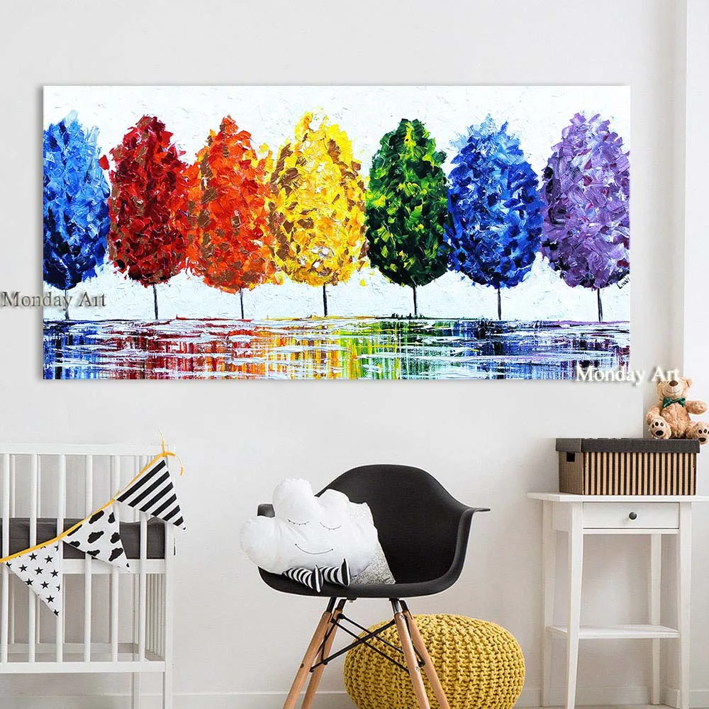 handpainted Wall Art Canvas Oil Painting Rainbow Tree Wall Pictures landscape oil painting For Living Room Home Decor No Frame
handpainted Wall Art Canvas Oil Painting Rainbow Tree Wall Pictures landscape oil painting For Living Room Home Decor No Frame