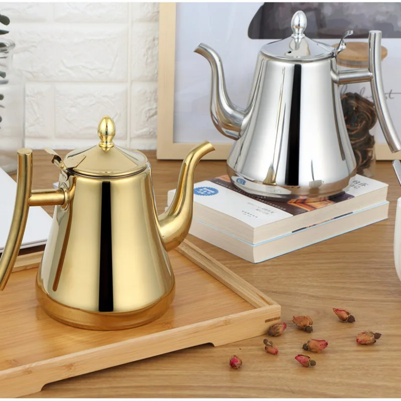 Fashion Gold and Silver Color Tea Pot With Filter Type Hotel Tea Kettle 304 Stainless Steel Water Kettle Water Pot 1L/1.5L/2L
Fashion Gold and Silver Color Tea Pot With Filter Type Hotel Tea Kettle 304 Stainless Steel Water Kettle Water Pot 1L/1.5L/2L