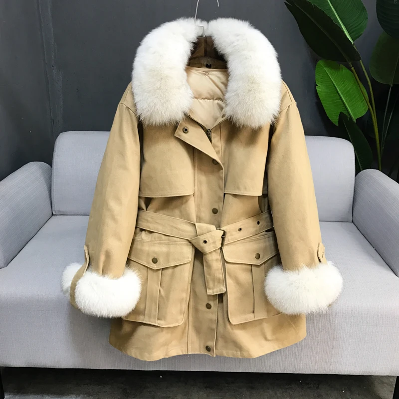 Фото Женское длинное пуховое пальто зимняя утолщенная куртка в Корейском стиле с