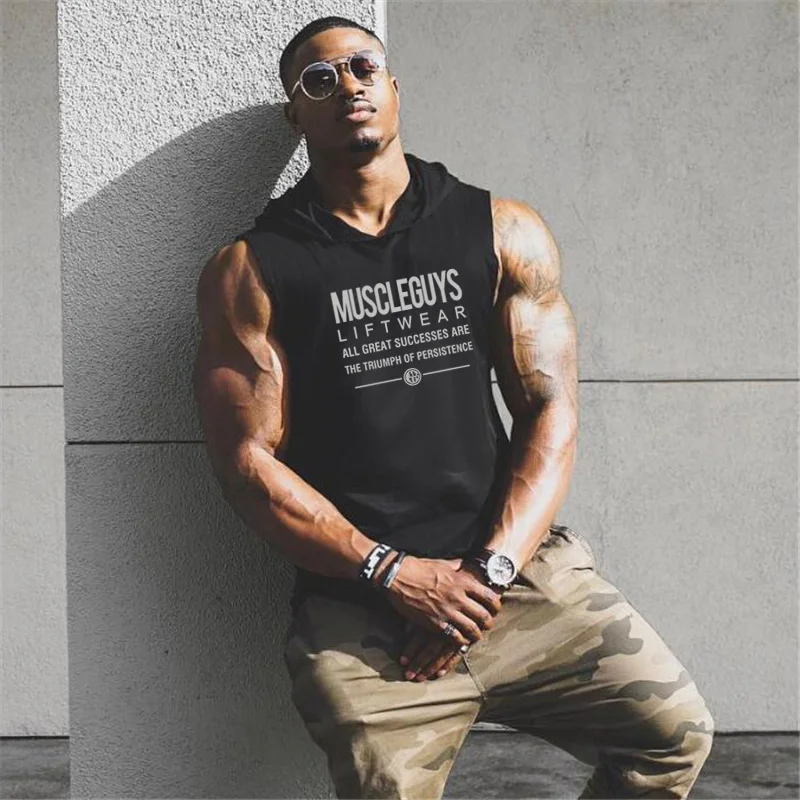 Muscleguys Brand 2021 Summer Mens Letters Print Gyms Stringer Vest Bodybuilding Clothing Fitness Sleeveless Hooded Tank Tops Men
Muscleguys Brand 2021 Summer Mens Letters Print Gyms Stringer Vest Bodybuilding Clothing Fitness Sleeveless Hooded Tank Tops Men
