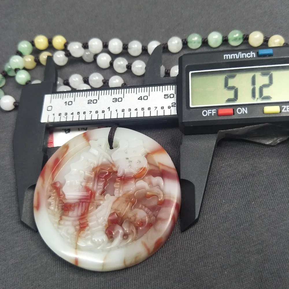 Send National Inspection Certificate Natural Chicken Blood Jade Carving Round God Sea Boat Pendant Three Color Jadeite Necklace | Украшения