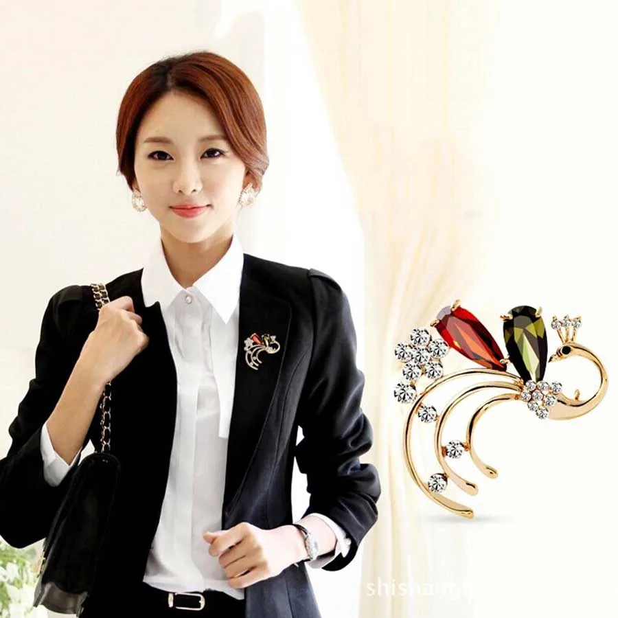 Pins Fine Jewelry Brooches Crystal Peacock Brooch Multi Animal Women Wedding Party Accessories Bridal Broach | Украшения и