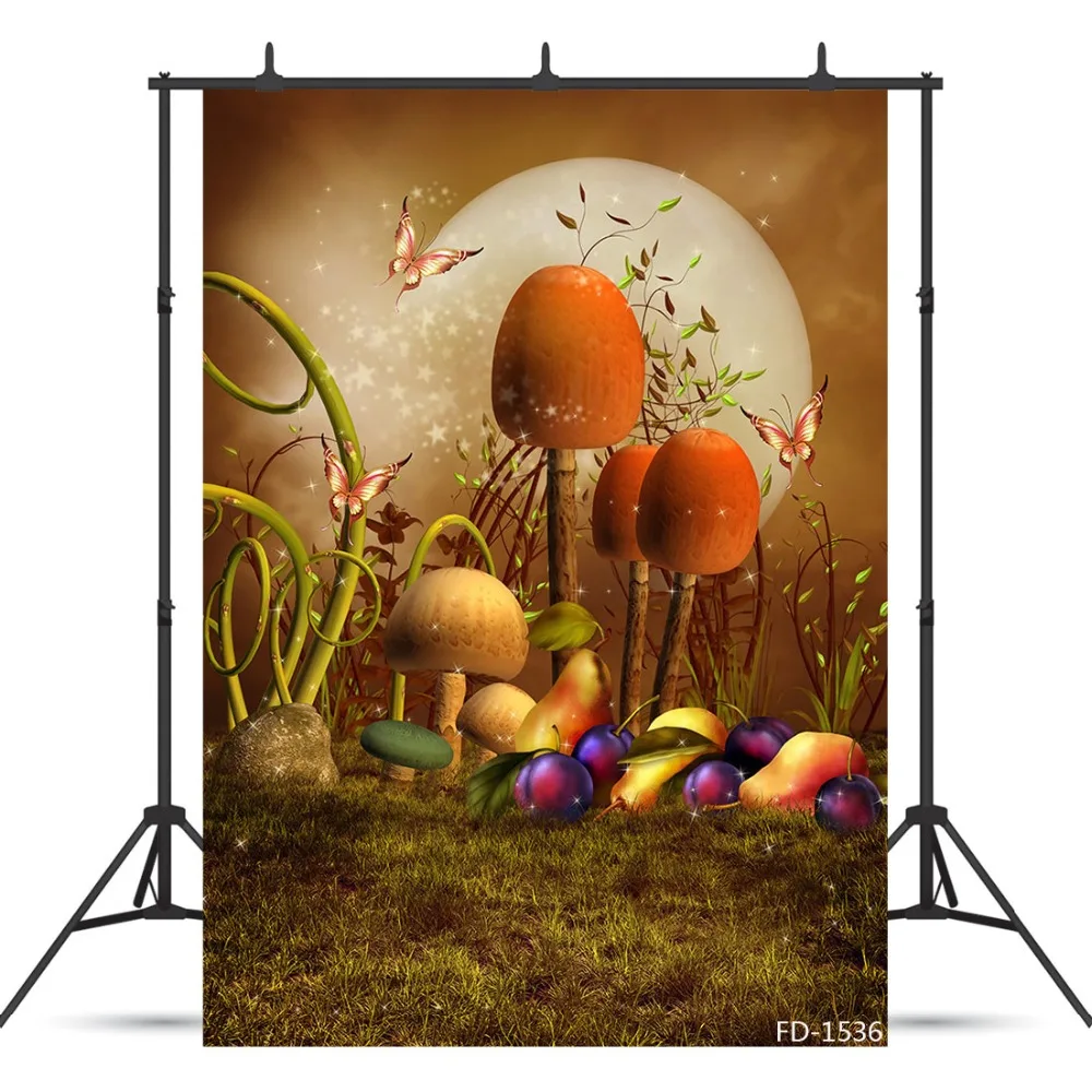 

Сказочный фон для фотосъемки с грибами, реквизит для фотосессии, детский виниловый тканевый Фотофон для фотостудии