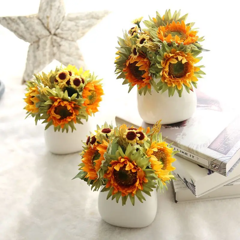 HINDJEF Autumn Decoration 5 Heads Yellow Sunflower Silk Artificial Flowers Bouquet For Home Decoration Office Party Garden Decor
HINDJEF Autumn Decoration 5 Heads Yellow Sunflower Silk Artificial Flowers Bouquet For Home Decoration Office Party Garden Decor