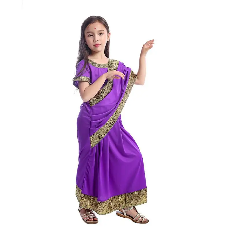 2019 Гламурное платье для индийских девочек детский Рождественский костюм