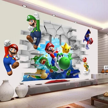 Фото 3d вид мультфильм искусство наклейки на стену супер Марио Bros - купить