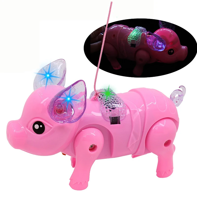

Funny Electric Piglet Music Walking Pig Action Figure Toys Acousto-Optic Porket Piglet Gift Toys for Children Baby Kids Pets