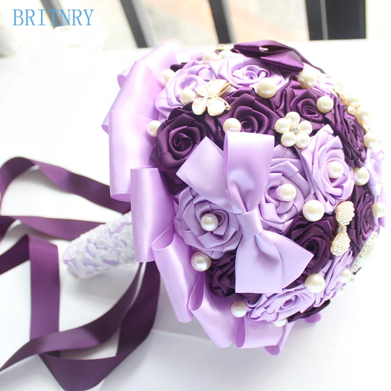 BRITNRY In Stock Pearls Bride Bouquet Satin Roses Flower Bouqnet High Quality Purple Wedding Bouquet for Brides
BRITNRY In Stock Pearls Bride Bouquet Satin Roses Flower Bouqnet High Quality Purple Wedding Bouquet for Brides