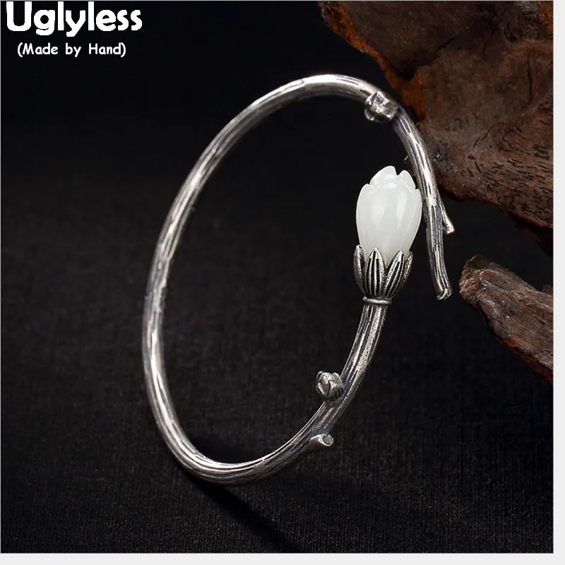 Uglyless 100% Real 925 Sterling Silver Branch Bangles for Women Vintage Ethnic Floral Open Bangle Thai Silver Fine Jewelry Jade
Uglyless 100% Real 925 Sterling Silver Branch Bangles for Women Vintage Ethnic Floral Open Bangle Thai Silver Fine Jewelry Jade