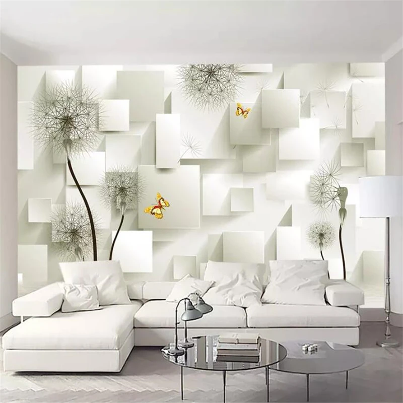 

beibehang Custom wallpaper 3d mural dandelion box square mural TV background wall papers home decor papel de parede 3d wallpaper