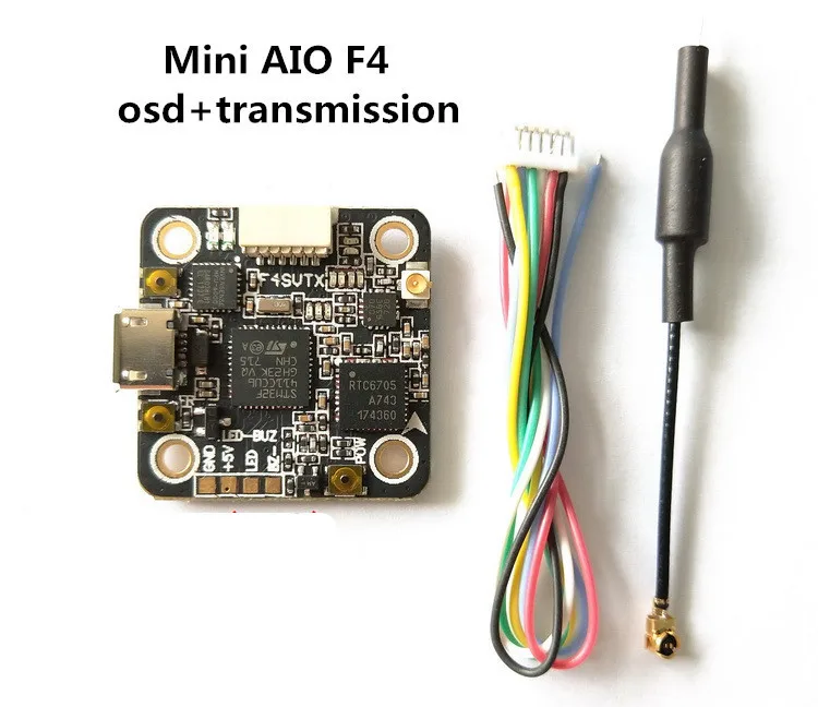 Контроллер полета AIO MIni F4 STM32 F411 MCU Встроенный OSD 200 мВт AV трансмиссия для 100 130