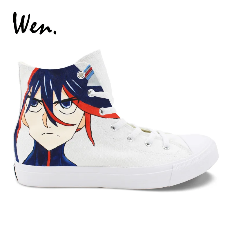 Wen Solid White Canvas Flat Cross Straps Vulcanize Shoes Anime Kill La Kill Hand Painted Sneakers Men Women Casual Plimsolls
Wen Solid White Canvas Flat Cross Straps Vulcanize Shoes Anime Kill La Kill Hand Painted Sneakers Men Women Casual Plimsolls