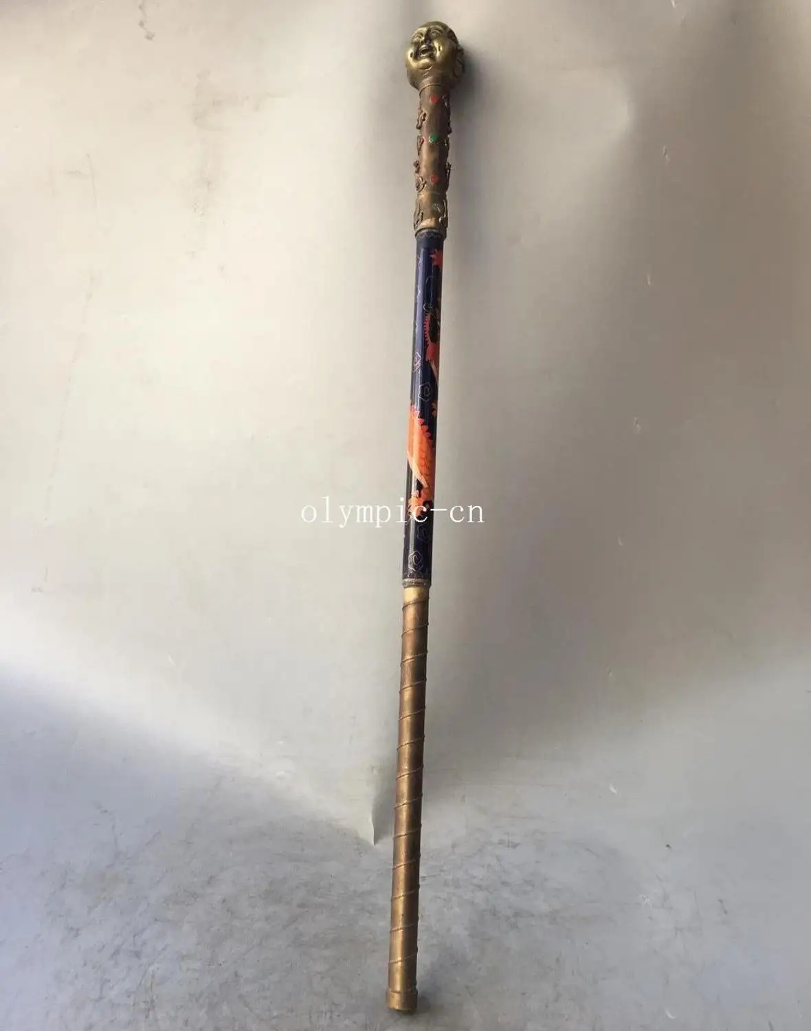 33'' copper cloisonne enamel dragon carved all sides buddha head walking stick
33'' copper cloisonne enamel dragon carved all sides buddha head walking stick