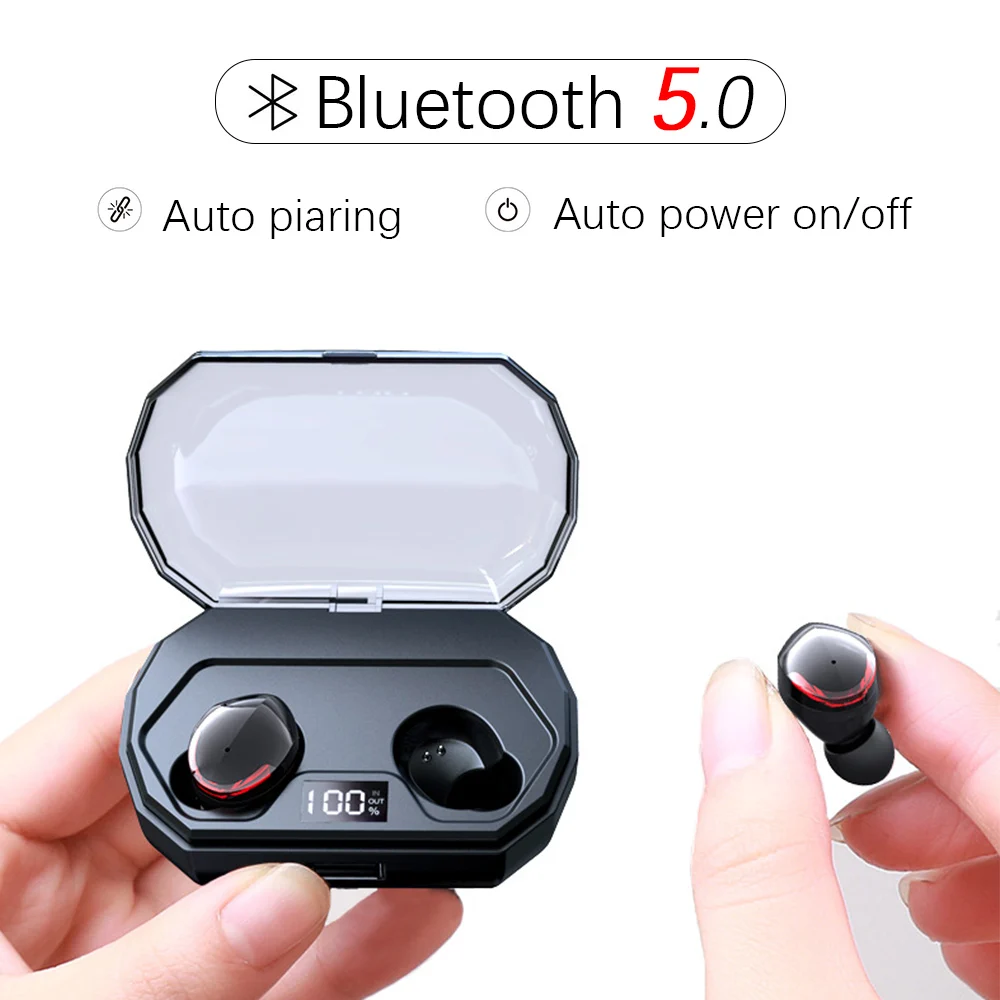 TWS Беспроводная bluetooth-гарнитура 5 0 цифровой дисплей с HiFi базой автоматическая