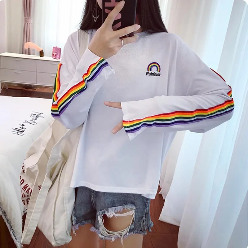 New women's Harajuku style women's shirt shirt fashion cute rainbow embroidery long-sleeved O-neck loose casual fashion shirt
New women's Harajuku style women's shirt shirt fashion cute rainbow embroidery long-sleeved O-neck loose casual fashion shirt