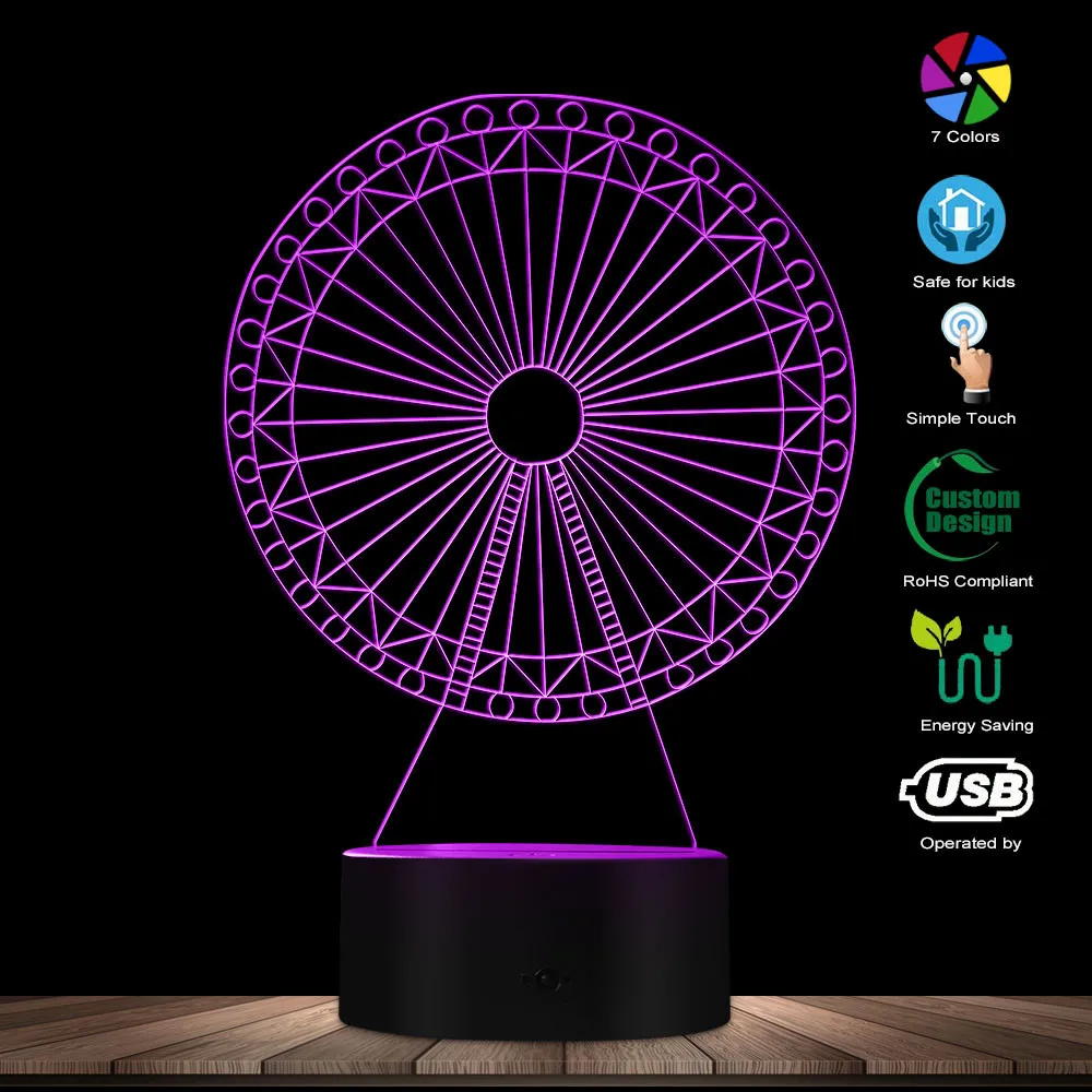 Sky Wheel Оптическая иллюзия ночник 3D карусель с подсветкой декоративное