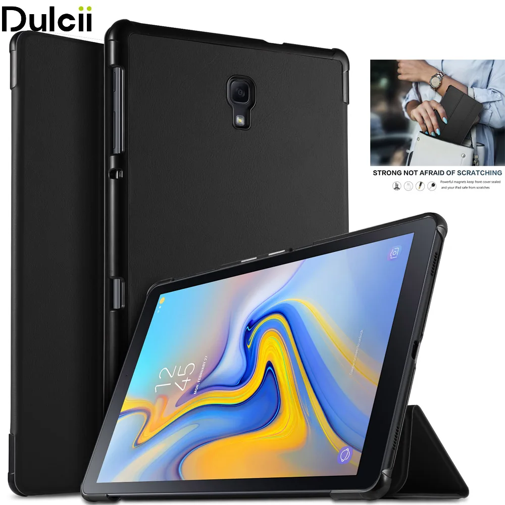 Dulcii Smart Case для Galaxy Tab 10 5 искусственная кожа Tri fold Стенд Tablet samsung (2018) t590