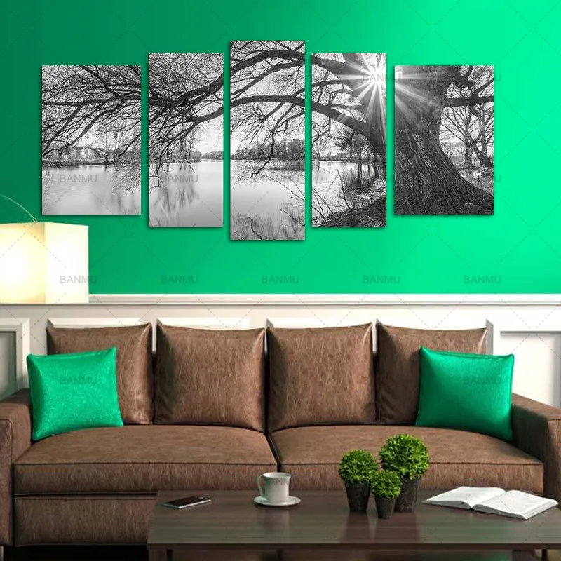 5 Panels Modern Modular Landscape HD Canvas Painting Cuadros Tree Sunrise Time Lake Wall Art Canvas Poster Print Room Wall Decor 
5 Panels Modern Modular Landscape HD Canvas Painting Cuadros Tree Sunrise Time Lake Wall Art Canvas Poster Print Room Wall Decor