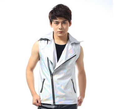 2016 new male singer DJ cool PU laser motorcycle leather vest fashion men's clothing jacket performance stage wear ds costume
2016 new male singer DJ cool PU laser motorcycle leather vest fashion men's clothing jacket performance stage wear ds costume