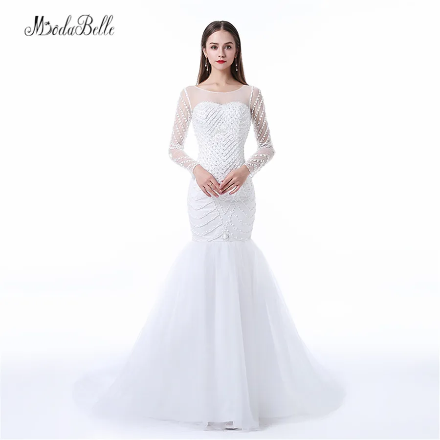 Modabelle Luxury Beaded Pearls Mermaid Wedding Dresses 2017 Trouwjurken Beach Long Sleeve Sweep Train Bridal Dress Wedding Gowns
Modabelle Luxury Beaded Pearls Mermaid Wedding Dresses 2017 Trouwjurken Beach Long Sleeve Sweep Train Bridal Dress Wedding Gowns