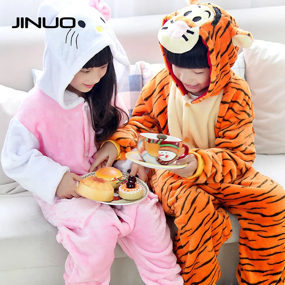 Детская одежда больших размеров ночное дешевые Tiger Cat JINUO Пижама onesie для сна