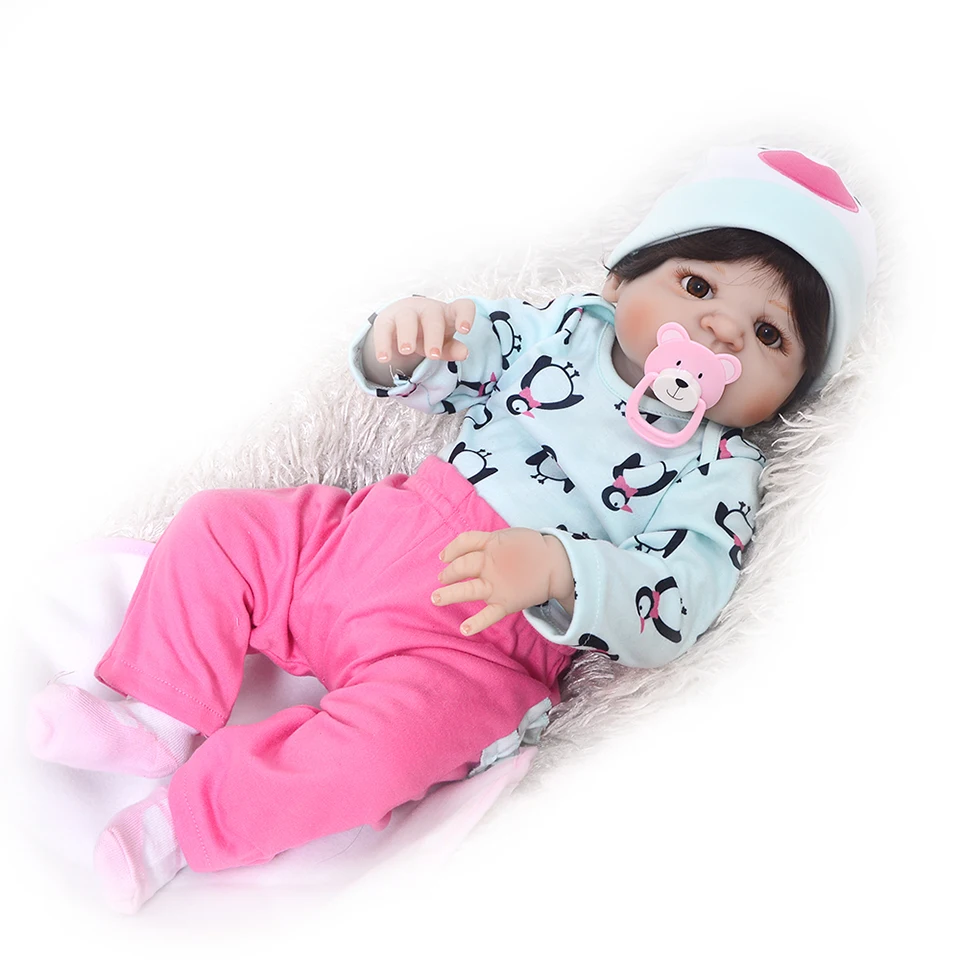 23 дюймов полный Силиконовый Reborn Girl Baby Doll игрушки Реалистичные Новорожденные
