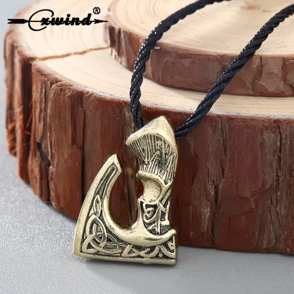 Cxwind Retro Slavic Perun Big Axe Pendant Necklace in Bronze Color Jewelry Viking Knot Necklaces Rope Chain for Men Gift
Cxwind Retro Slavic Perun Big Axe Pendant Necklace in Bronze Color Jewelry Viking Knot Necklaces Rope Chain for Men Gift