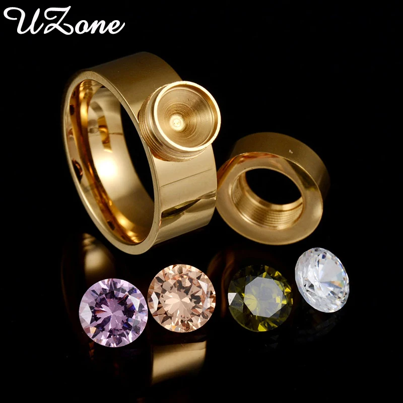 Кольцо женское со сменным фианитом из нержавеющей стали|steel women ring|stainless steel ringstone