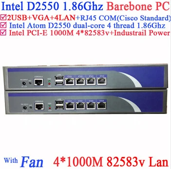 Сетевой серверный Barebone с Intel D2550 1 86 ГГц 4 * intel PCI E 1000M 82583 в Поддержка Lan Panabit Wayos ROS