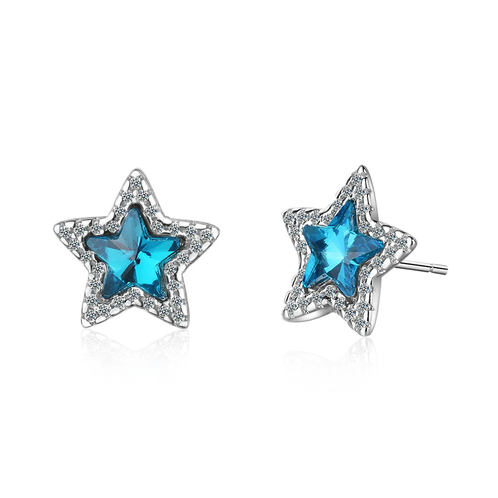 New Fashion 925 Sterling Silver Earrings New Blue Shiny Crystal Zircon Star Earrings For Women Birthday Gift Jewelry
New Fashion 925 Sterling Silver Earrings New Blue Shiny Crystal Zircon Star Earrings For Women Birthday Gift Jewelry